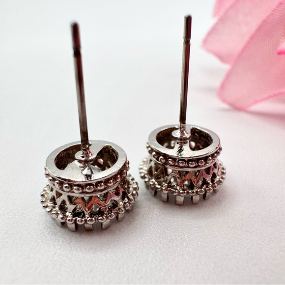Chunky CZ Stud Earrings Regency Princesscore Regal Royal - Picture 4 of 9